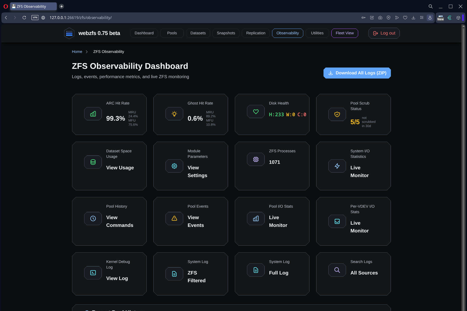 WebZFS Observability